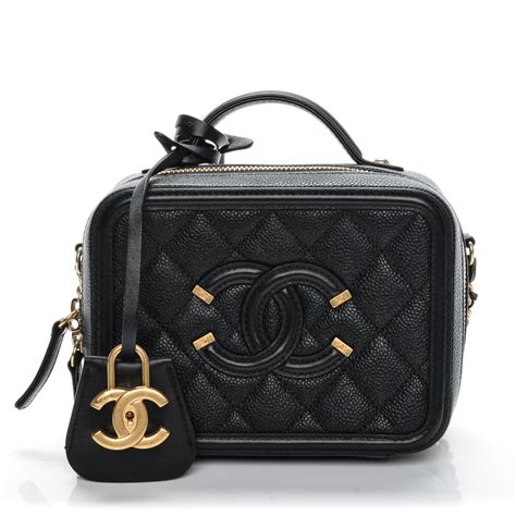 16s filigree caviar chain bag chanel|Chanel Black Quilted Caviar CC Filigree Vanity Clutch With Chain.